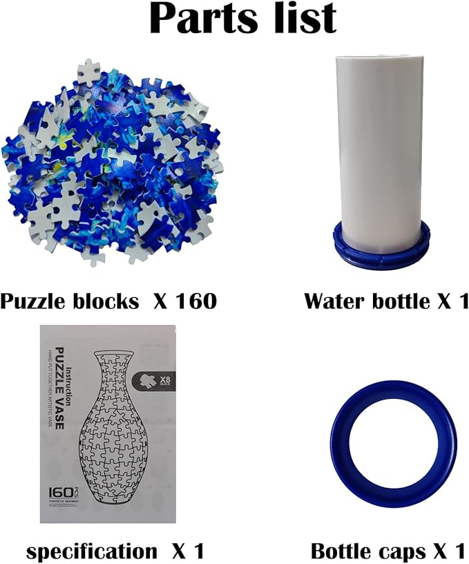 3D Puzzle Vase Unique Flower Vase for Adults Made by 160 Curved Plastic Puzzle, Relax Puzzles for Adults, DIY Jigsaw Creative Gift for Parents & Housewarming