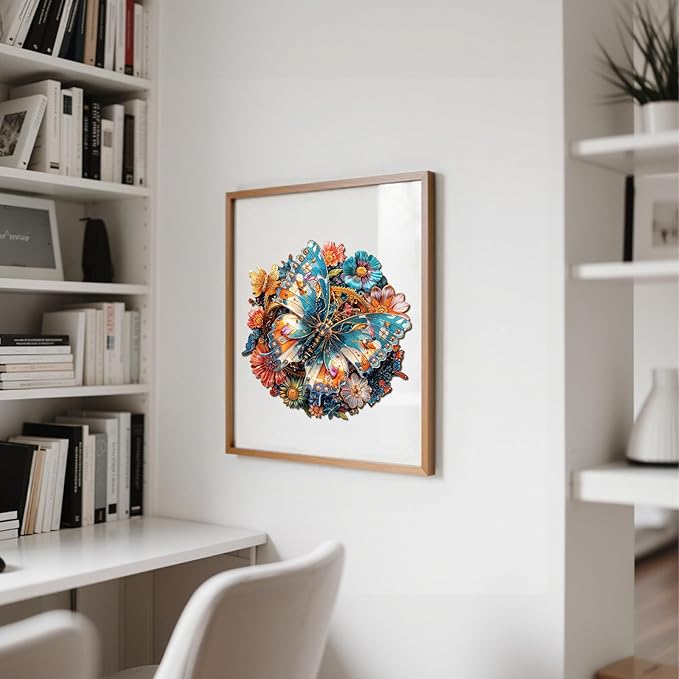 Wooden Puzzles for Adults - Mechanical Butterfly Wood Puzzles Adult - Unique Animal Shape Wooden Jigsaw Puzzles for Adults - Birthday Gifts for Puzzle Lovers, Family (13.3 * 13.3in)