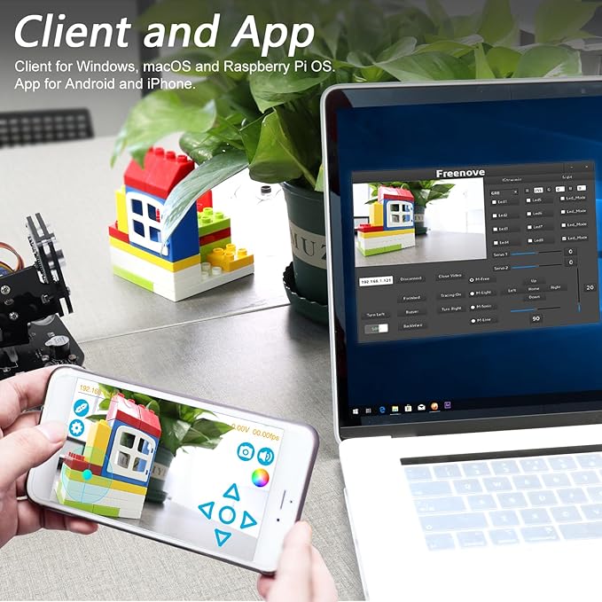 Freenove Mecanum Wheel Car Kit for Raspberry Pi 5 4 B 3 B+ Zero 2 W, Face Tracking, Line Tracking, Light Tracing, Obstacle Avoidance, App Control, Camera, Servo (Raspberry Pi NOT Included)
