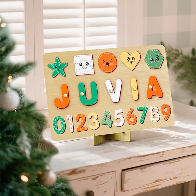 Name Puzzle for Kids Personalized - Custom Name Puzzles for Toddlers 1-3, Customized Wooden Animal Puzzle, Baby Gifts, Baby Shower, Christmas, Newbaby Gift, Gifts for 0 1 2 3 Years Old