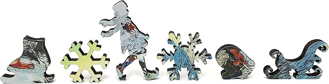 Wooden Puzzle for Adults - Uniquely Shaped Pieces - Made in The USA by FoxSmartBox - 180 Pieces - Skating in Central Park