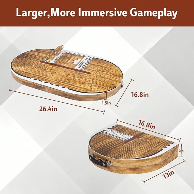 26.4in Wooden Horse Race Board Game for Adults – Foldable Horse Racing Game Board with 11 Metal Horses, 2 Jumbo Dice, 2 Decks of Cards, 2 Boxes of Chips – Party Horse Game Night for Family & Friends