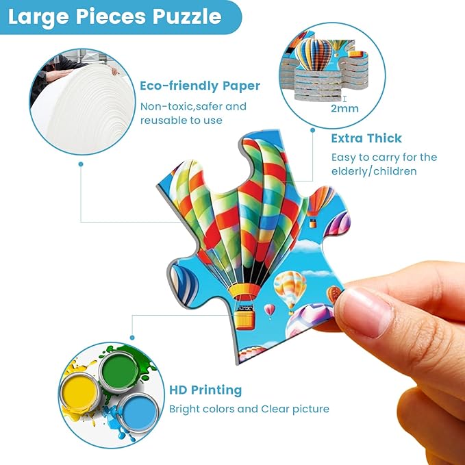 6 Packs 36 Pieces Large Puzzles for Seniors,Dementia Puzzles for Elderly Adults,Jigsaw Puzzles for Adults Seniors with Alzheimer's Dementia with 3 Storage Bags(Animals