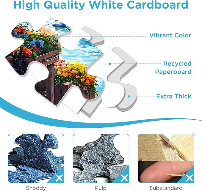 500 Piece Puzzle for Adults, Charming Coastal Village 500 Pieces Jigsaw Puzzles, Seaside Harbor with Cat Puzzle, Perfect for Family Game Night, Ideal Gift for Adults, Kids, Seniors, 20.5 x 15 in