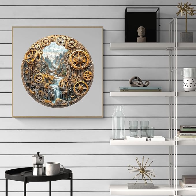 Wooden Puzzles for Adults - City of Machinery Wooden Puzzle - Unique Animal Shape Wood Cut Puzzles - Eco-Friendly Home Office Decor (M-11.4 * 11.4in)