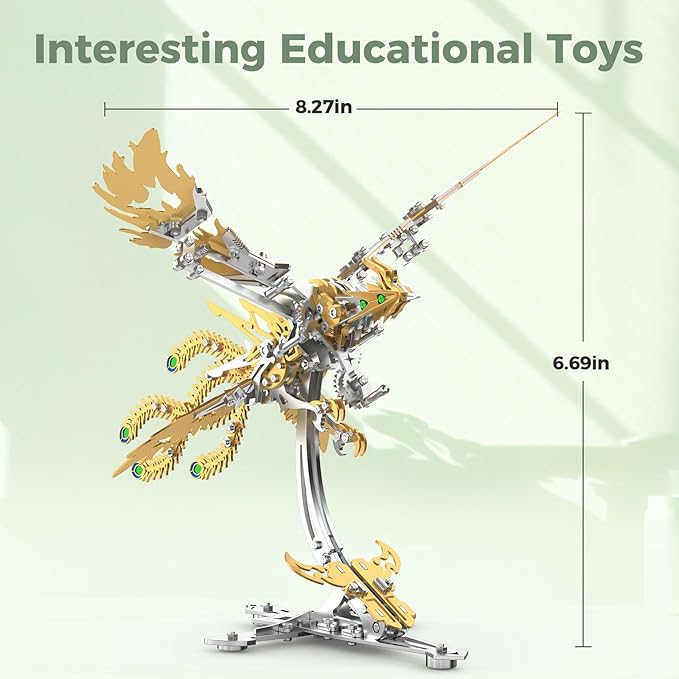 Epic Legend Metal 3D Puzzle for Adults -Rising Phoenix Rise from The Ashes: The Eternal Phoenix Metal Puzzle I Inspired by The Spirit of rebuilding of Arizona(Gold)