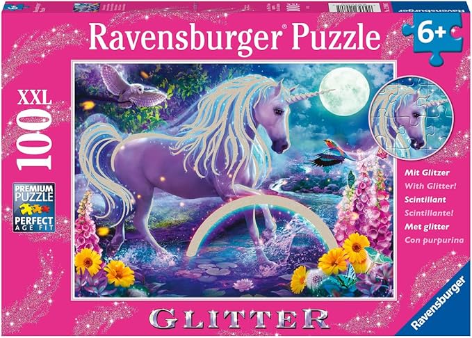 Ravensburger - Glitter Unicorn - 100 Piece Jigsaw Puzzle - Exciting, Colorful Scene of a Glittery, Magical Unicorn - Birds & More - Premium Quality - Ideal Gift - Screen-Free Fun - Children Age 6+