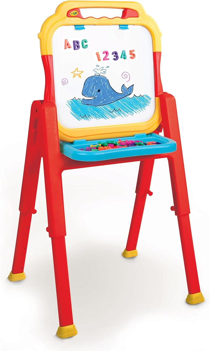 Crayola Triple-The-Fun Art Easel, Toddler Easel, Chalk Board, Magnetic Easel, Painting Set, Art Set, Arts & Crafts Kit, Gifts for Kids, Ages 3+