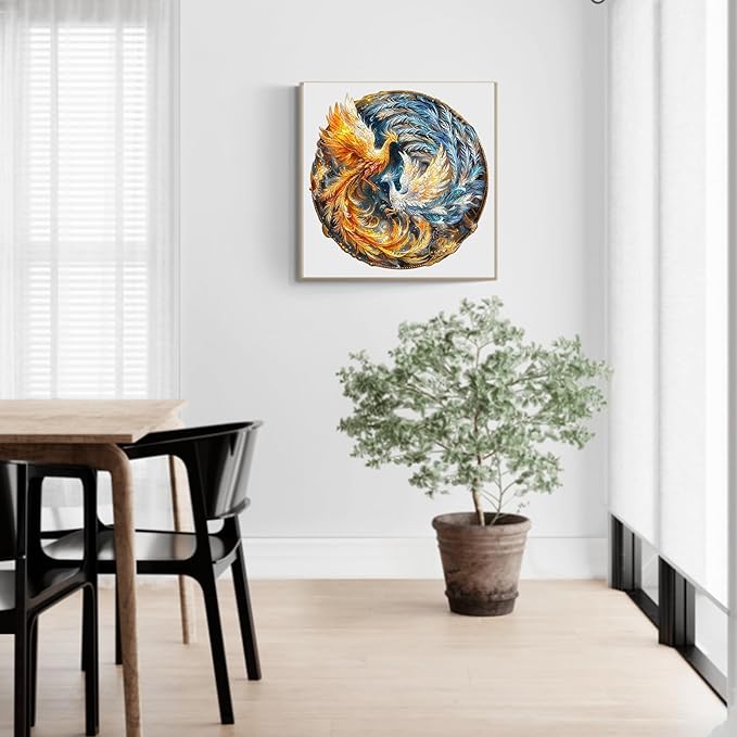 Wooden Puzzles for Adults, 300 Pieces Phoenix Puzzles, Wooden Adult Puzzles, Unique Jigsaw Puzzles Gifts for Puzzle Lover (L-13.3 * 13.3in)