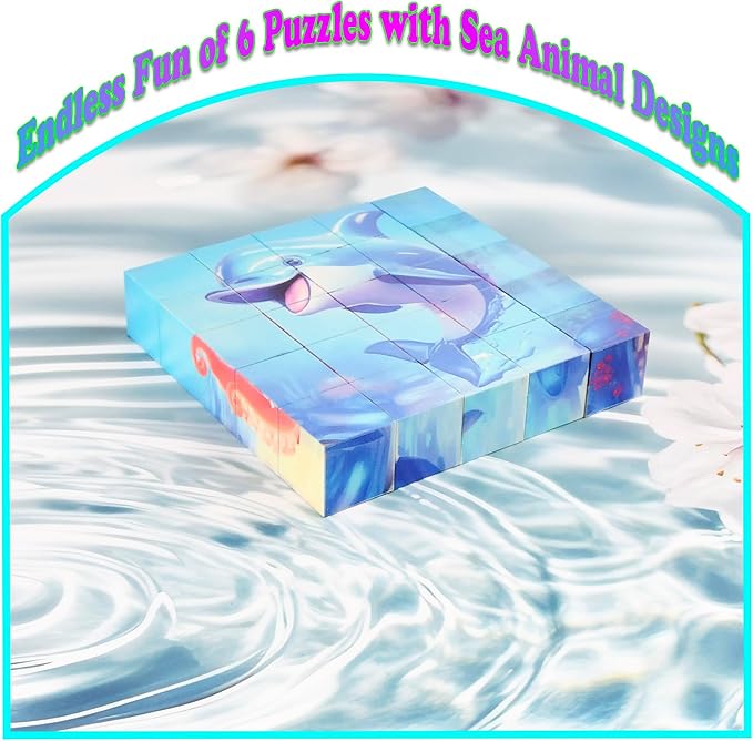 Magnetic Blocks Building Toy,Ritastar 25pcs Mine Stacking Magnet Build Cubes Cartoon Pattern World,STEM Sensory Construction Toys for Kids Gift,Educational Jigsaw Puzzle Set with 3D Sea Animal Designs