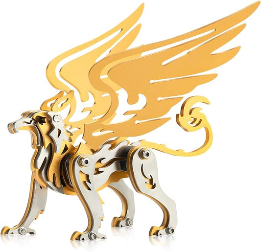 3D Metal Puzzles,3D Metal Puzzle for Adults,Mechanical Model Kit Griffon Gold,Steel 3D Puzzles Stainless Steel Ornaments for Adults Home Decor Art Craft Gifts Toys.
