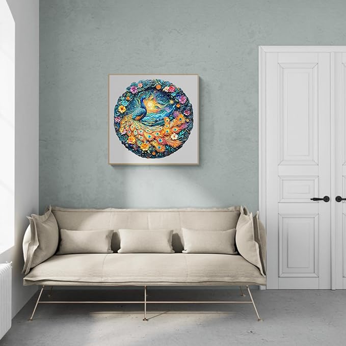 Wooden Puzzles for Adults,Aurora Peacock Shaped Unique Wooden Jigsaw Puzzles, Creative Ghristmas Gift for Teenagers and Adults.