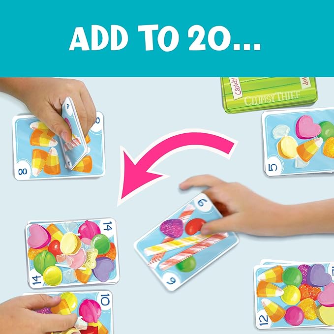 Melon Rind Clumsy Thief Candy Shop Math Game for Kids Ages 8+, Adding to 20 Card Game to Develop Math Skills with Confidence, Educational, Fun Activity for 3-6 Players