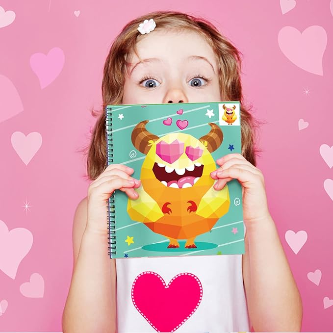 Omgouue 2PCS Valentines Day Crafts for Kids Ages 4-8 Sticker Paint Books Gift Party Create 20 Pictures Sticker Sheets are Separate