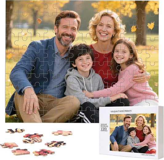 Custom Puzzle, Personalized Puzzle from Photos, Customized Puzzle 120/200/300/500/1000/1500 Pieces for Family, Christmas, Pet, Birthday, Wedding Gift