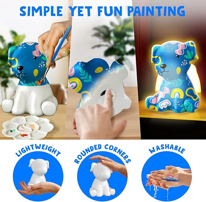 Goodyking Paint Your Own Dog Lamp Kit, DIY Night Light, Crafts for Teens Girls Boys, Arts & Crafts Kit, Painting Kit for Kids, Room Decoration, Christmas Birthday Gift for Kids Ages 3 4 5 6 7 8+