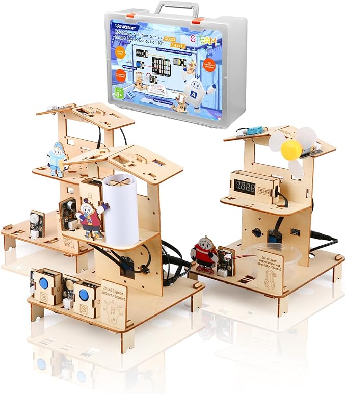 ACEBOTT 3-in-1 ESP32 STEM Smart Home and School Education Kit Compatible with Arduino, STEM Robotics Science Kits for Students Age 12+, Engineering Projects STEAM Activities Gifts 12-16 Year Old