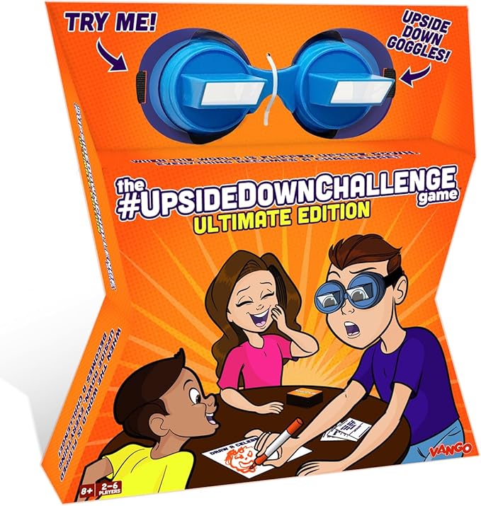 Vango The UpsideDownChallenge Game for Family & Kids - Complete Fun Challenges with Upside Down Goggles - 2-6 Players, Ages 8+ [Ultimate Edition]