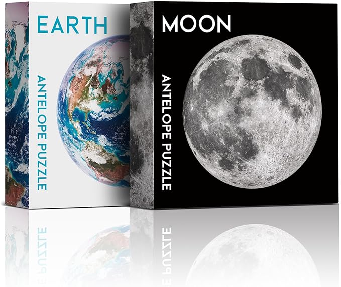 ANTELOPE 2 in 1 Puzzle Bundle, 1000 Piece Round Earth & Space Jigsaw, Ages 12 and Up