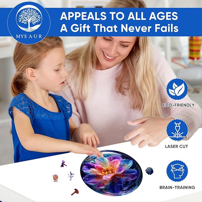 Bubble Bloom Wooden Puzzles for Adults, 300pcs, 12.4x12.4in, Unique Design Jigsaw Puzzle, Wood Puzzles Adult and Kids for Family Game Gifts