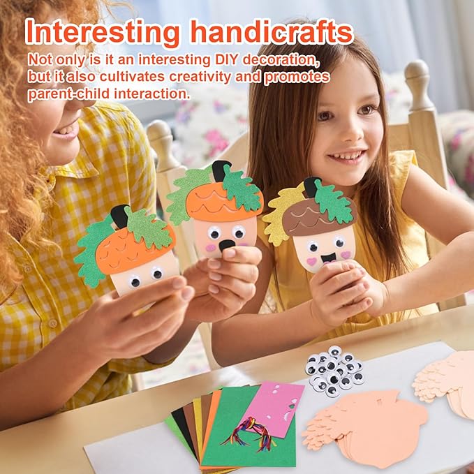 Fennoral 12 Pack Fall Crafts for Kids Make You Hazelnut Foam Stickers DIY Autumn Art and Craft for Boys Girls Party Supply Art Activities Birthday Gifts Fall Thanksgiving Decoration