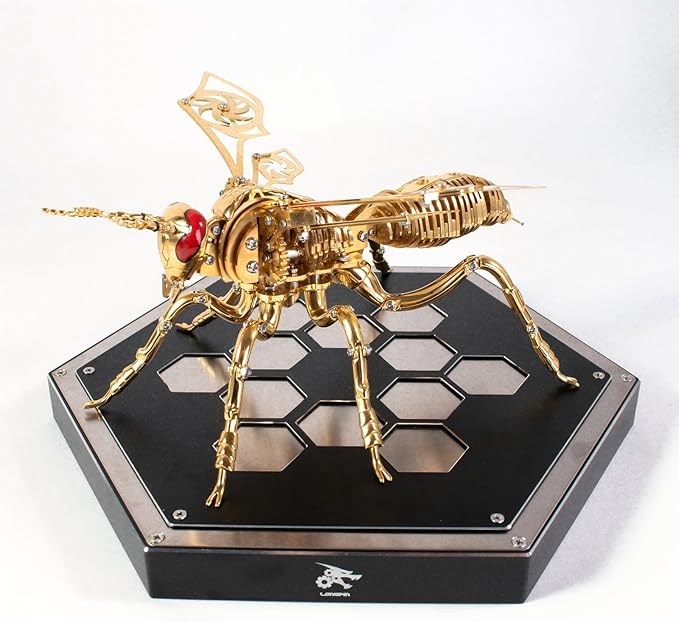 3D Puzzles for Adults, Bumblebee Metal Assembly Jigsaw Game with Steel Mechanical Engineering, Advanced DIY Crafts for Relief & Collection（Gold）
