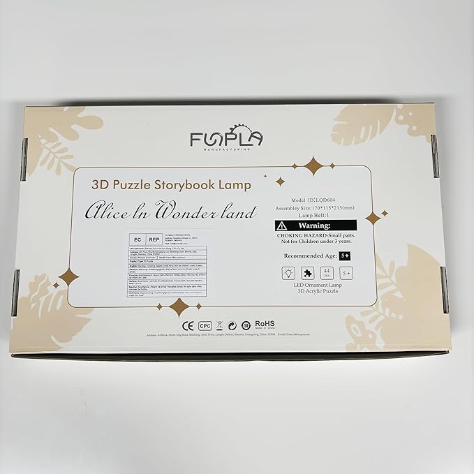 Alice in Wonderland 3D Puzzle Nightlight – DIY 3D LED Book Lamp – 3D Wood Puzzles Décor Lamp for Kids and Adults