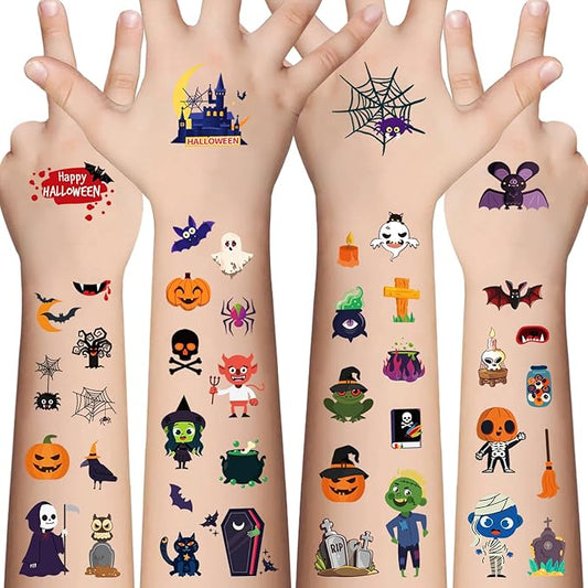 Temporary Tattoos for Kids - 360 Piece Bulk Halloween Trick or Treat Fake Tattoos for Boys & Girls Assorted Prizes Party Favor Goody Bag Stuffers - 20 Sheets
