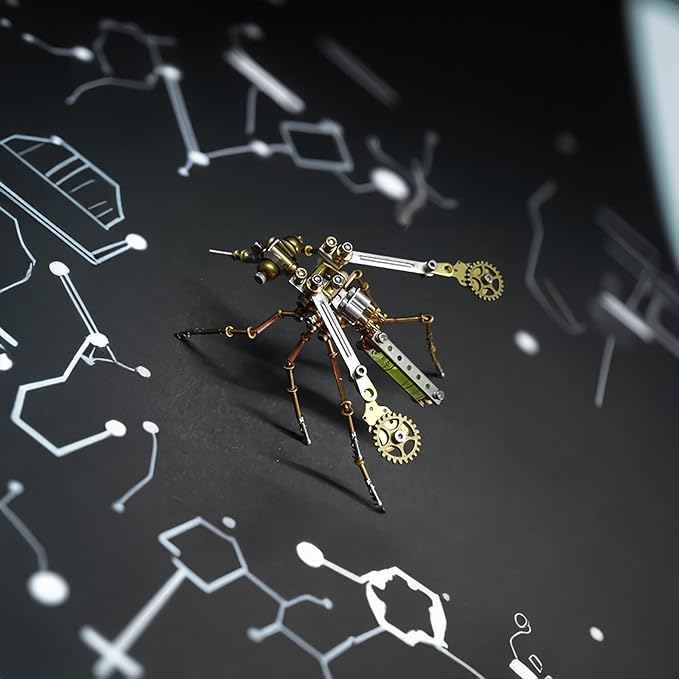 Steampunk Metal Insect Bug Mechanical Sculpture Clockwork 3D Steampunk Metal Puzzle Insects Mosquito Model Personalized Gifts Mind Relaxation Building Project (Mosquito)