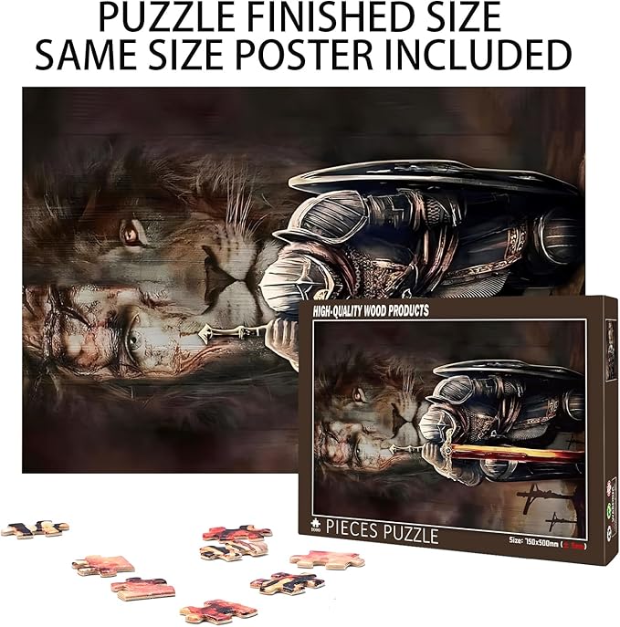 Jesus, The Paladin's Confession. 1000 Piece Wood Puzzle,Family Fun, Relaxation, Collections or Decoration and Gift Giving. Puzzle Size: 29.5x19.7 in and 1:1 Original Picture Poster