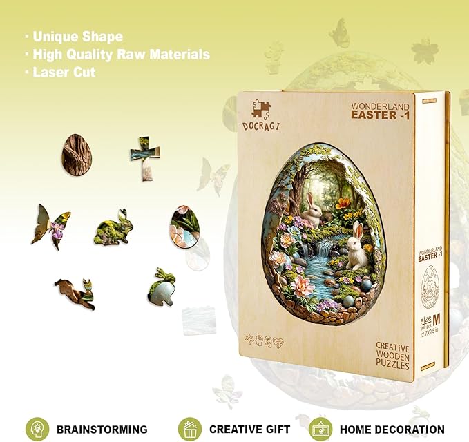 Wooden Puzzles for Adults - Wonderland Easter Bunny Wooden Puzzles - Unique Shaped Wooden Jigsaw Puzzles - Animal Wooden Puzzle Creative Bunny Gifts - Puzzle Toys - 280pcs