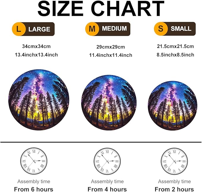 Jigfoxy Wooden Puzzle for Adults, Galactic Forest Jigsaw Puzzles for Adult, Unique Animal Shape Wood Cut Puzzles, Christmas Thanksgiving Gifts for Friends Family (L-13.4 * 13.4in-300pcs)