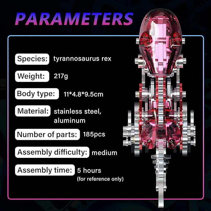 FILASLFT 3D Metal Puzzles for Adults,3D Metal Model Kits Mechanical Dinosaur Model Tyrannosaurus Rex,Steel 3D Puzzles Stainless Steel Ornaments for Adults Home Decor Art Craft Gifts Toys.