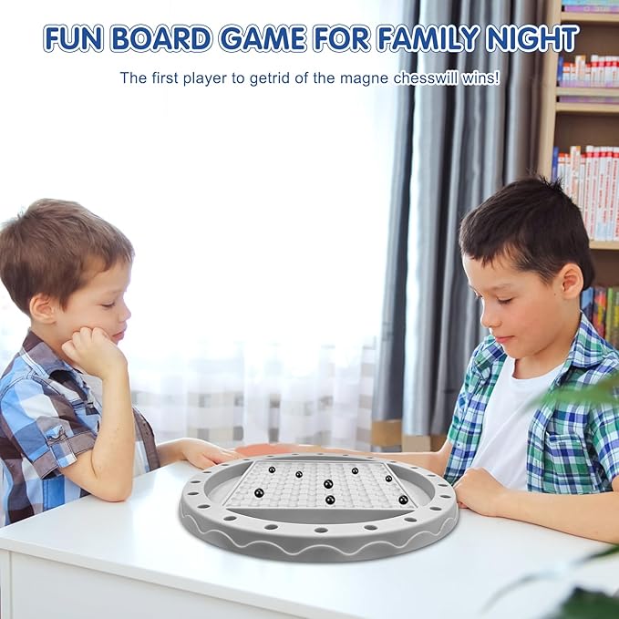 3 in 1 Board Games, 5-in-eine-Reihe-Spiel & Magnetic Chess & Rope Untangling Puzzle Game, 40 Pcs Stones, 60 Perlen, 10 String & Portable Storage Bag, Multi-Level Challenges Use for Kids Adults