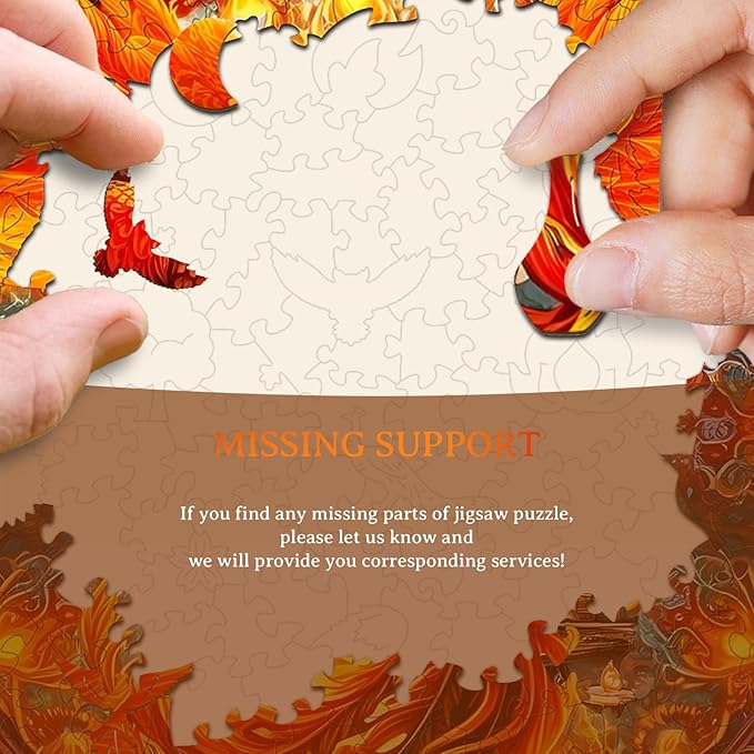 KAAYEE Wooden Jigsaw Puzzles-Wooden Puzzle Adult Unique Shape Advanced Phoenix Wooden Jigsaw Puzzle for Adult, Fathers, Family Puzzles 14.9 * 13.8in 290pcs,Chritmas Gift