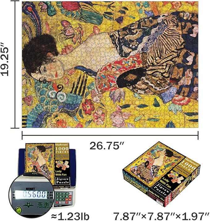 MaxRenard Game Jigsaw Puzzle 1000 Pieces and Up Fine Art Collection Toy Klimt Lady with Fan