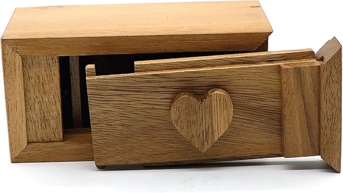 BSIRI Secret Heart Box- Secret Box Brain Teaser Wooden Puzzle Boxes with Hidden Compartments. Ideal Mystery Box, Money Box, Jewelry Box, 3D Puzzle Lock Box, Gift Card, and Money Puzzle Box
