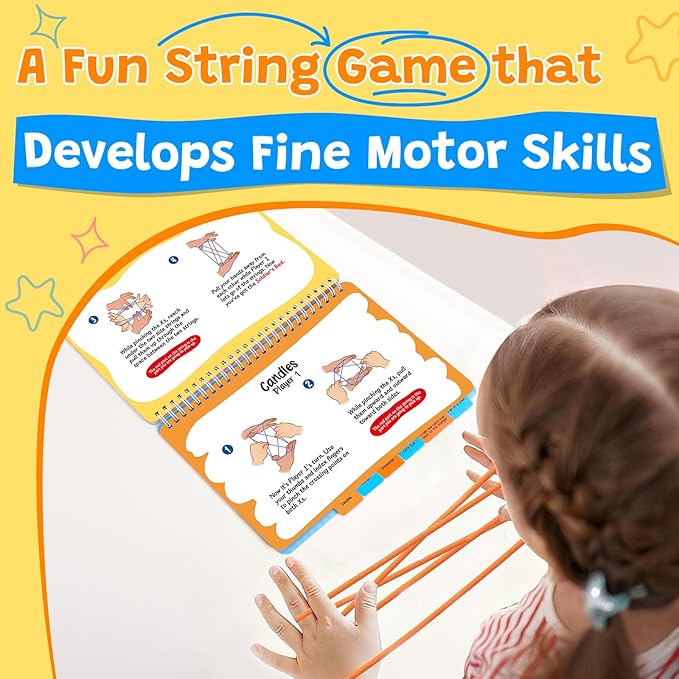 Cat’s Cradle String Game Book with String,Classic String Games with Step-by-Step Instructions,Cats Cradle Book,Fine Motor Skills Toys,Gifts for Kids 6-12 Year Old,Girl Boy Gift，Kids Books