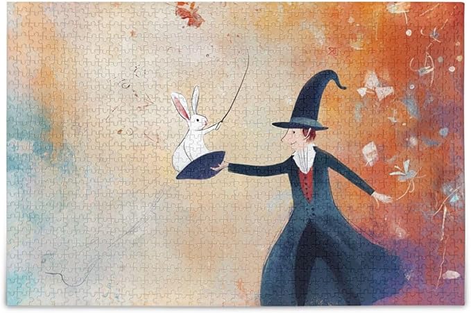 Magician Bunny Jigsaw Puzzle Wooden Puzzles Funny Brain Teasers for Adults 500 Piecing