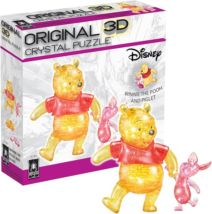 BePuzzled, Disney Winnie The Pooh and Piglet Original 3D Crystal Puzzle, Perfect for Puzzlers Ages 12 and Up, Challenging to Complete and Beautiful to Display, Collect Them All