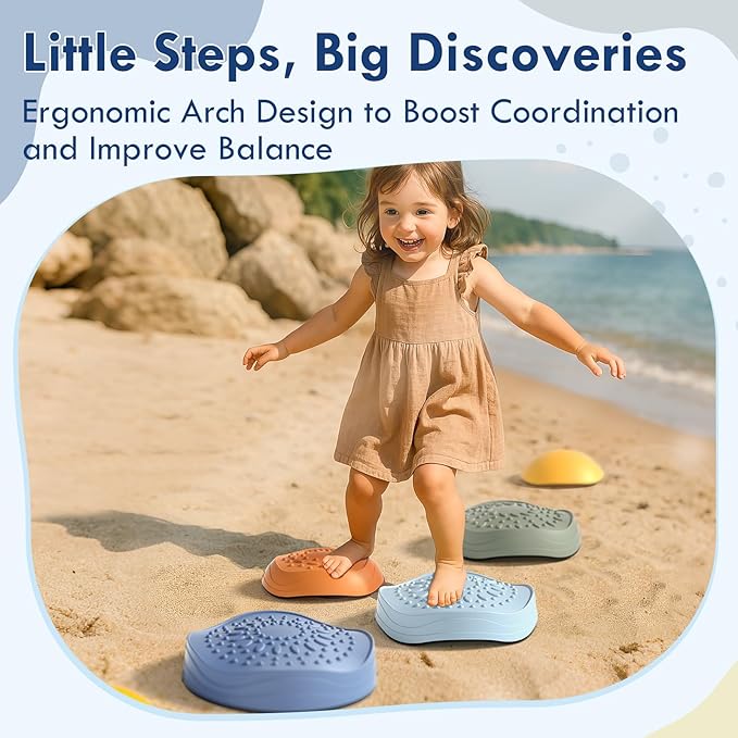 Lehoo Castle Stepping Stones for Kids, Non-Slip Toddler Stepping Stones, Indoor & Outdoor Sensory Toys for Toddlers 1-3, Balance Board Obstacle Course for Kids 3-5