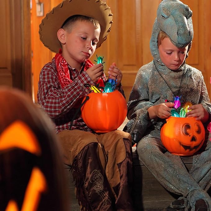 Glow Critters for Halloween Party Favor, Glow in The Dark Toys Set for Kids, School Classroom Game Rewards, Trick or Treating Goodie Supplies, Halloween Miniatures/Prizes,20 Critters 40 Glow Sticks