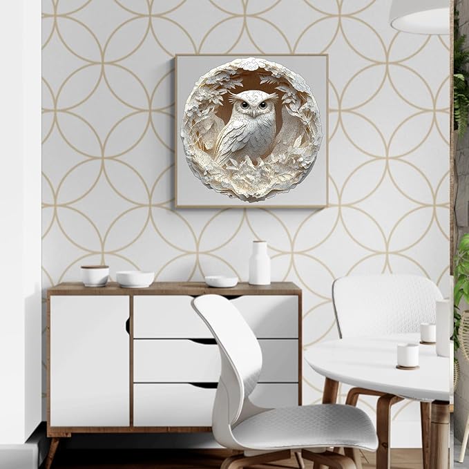 KAAYEE Wooden Puzzles for Adults, 3D Vision Effect Owl Wooden Jigsaw Puzzles, 100pcs Unique Shape Animal Wood Puzzle Adult, 3D Effect Flat Puzzle Birthday Gifts Family Game (S-8.5 * 8.3in)