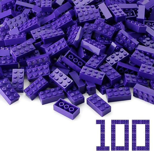 Feleph 100pcs 2x4 Bricks Dark Purple Pieces Parts Classic Building kit Creative Play Set Basic Blocks Toy Accessories Compatible with 3001 Major Brands