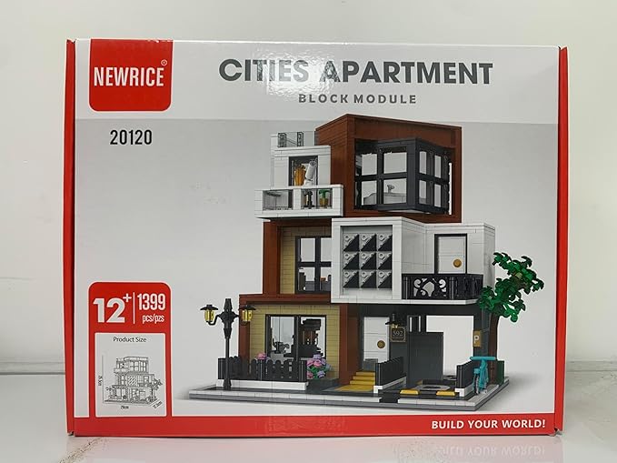 Modern Villas Architecture Building Kit with LED Lights,3 Levels Villas Apartment Building Blocks Toy,for 12+Year Teen,Adul（1399 Pieces）