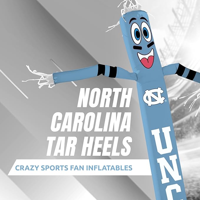 NCAA Carolina Football Wacky Waving Inflatable Tube Guy with LED Lights & Built-in Blower - 6" x 36" x 96" Inflatable Tube Man Crazy Sports Fan Outdoor Party Decoration