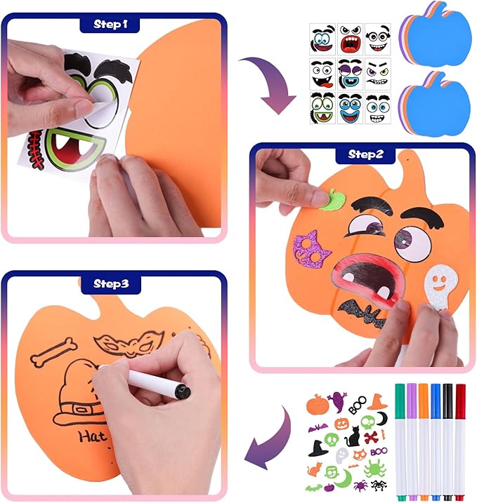 MGparty 330PCS Halloween Foam Stickers Set DIY Pumpkin Cat Ghost Castle Witch Hat Craft Kit for Kids Halloween Decorations Party Favors Supplies
