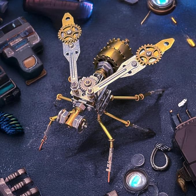 Steampunk Metal Insect Bug Mechanical Steampunk Sculpture Steampunk Mechanical Insect Clockwork 3D Steampunk Metal Puzzle Kits for Adults (Mechanical Wasp A)