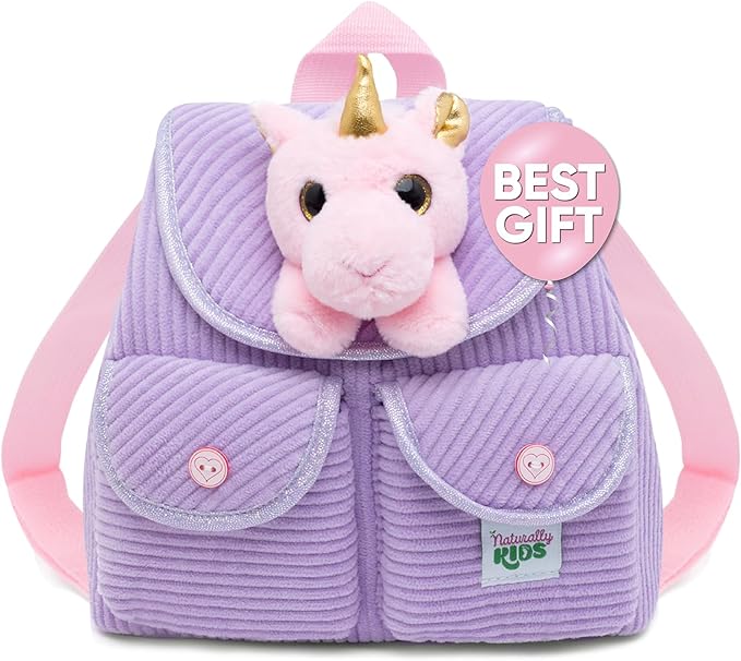 Purple Unicorn Mini Backpack for Kids, Mini Backpack for Toddler Girls, Gift for 2 3 4 5 Year Old Girl Boy