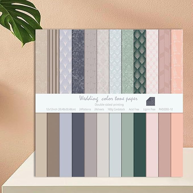 12"X12" Boho Scrapbook Paper, Double sided printing 13.76 oz/390 g, 24 Sheets DIY Origami Decorative Craft for Card Making Background Origami Decopage Decorative Scrapbooking Supplies (Boho2)